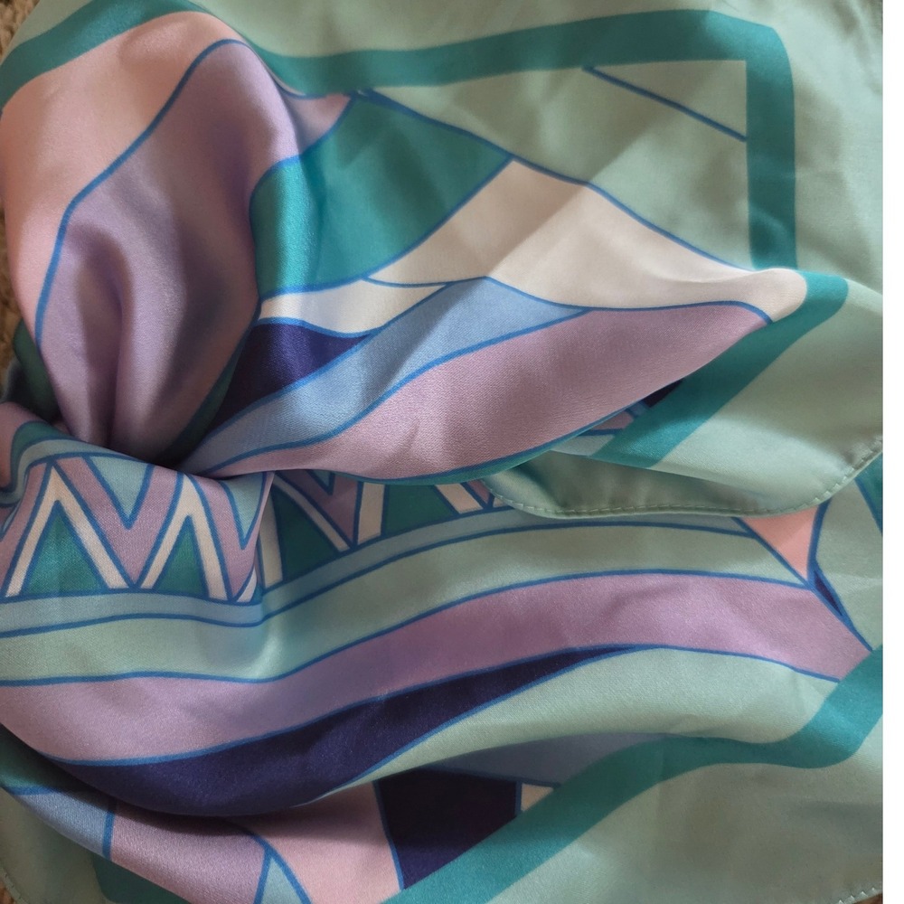 Unbranded Square Scarf Blue New Geometric Abstract Mosaic Print 26x26